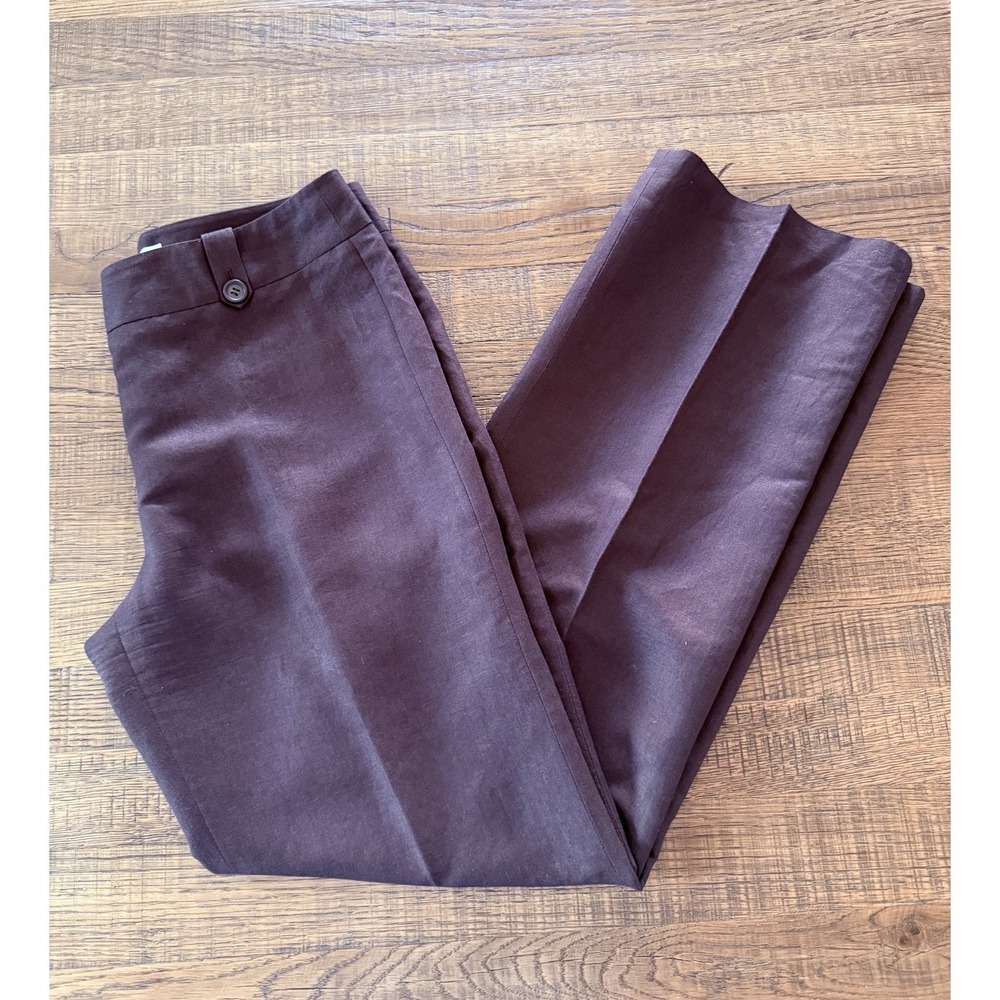 Ann Taylor LOFT "Ann" Pants Women's 6 Brown Linen Blend Lined - Picture 11 of 13